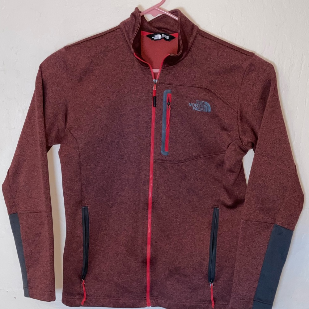 The North Face Red and Black Lightweight Jacket with Stand-Up Collar
